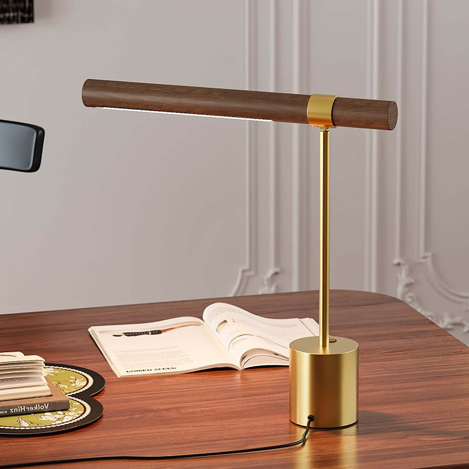 Axis Linear Wood & Brass Table Lamp