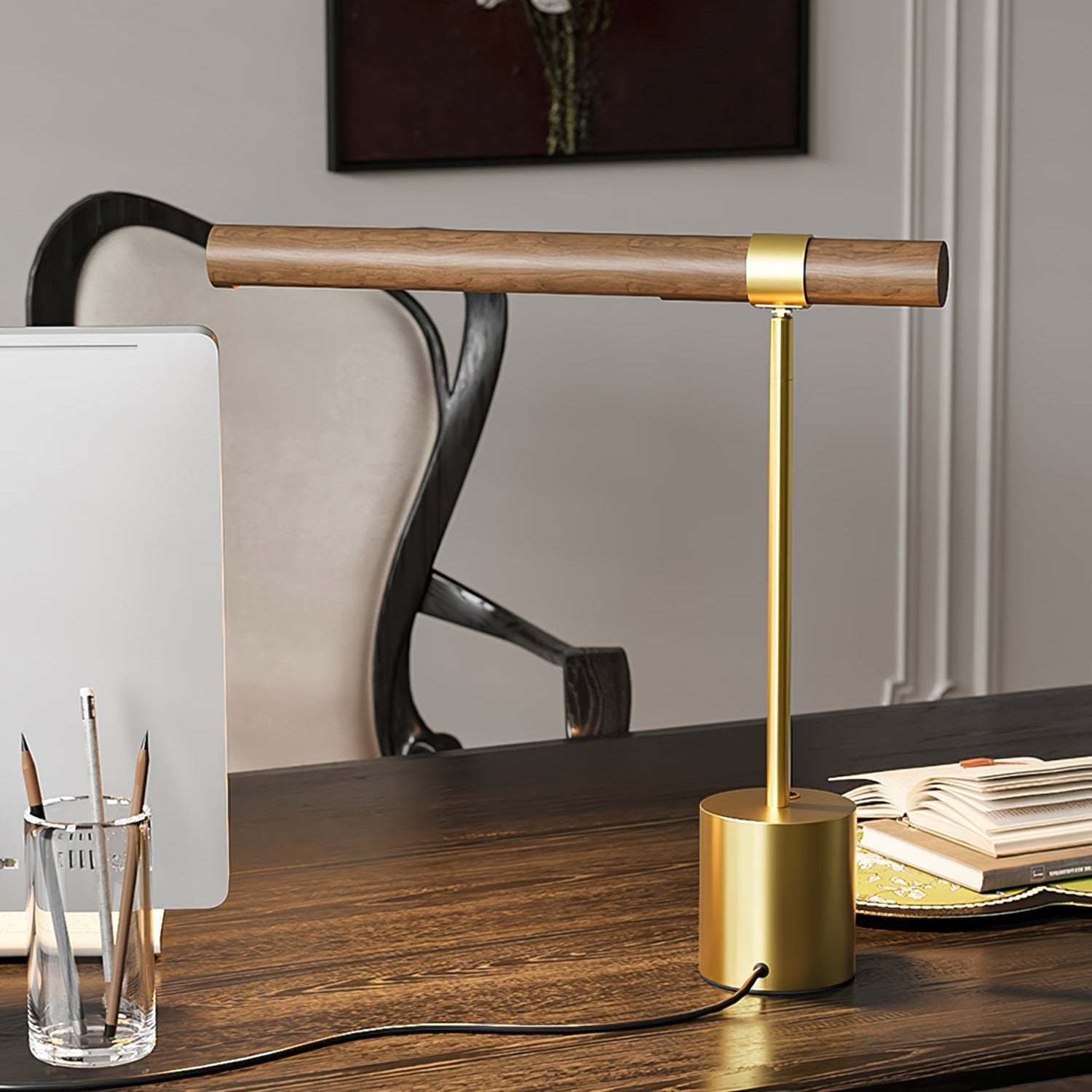 Axis Linear Wood & Brass Table Lamp