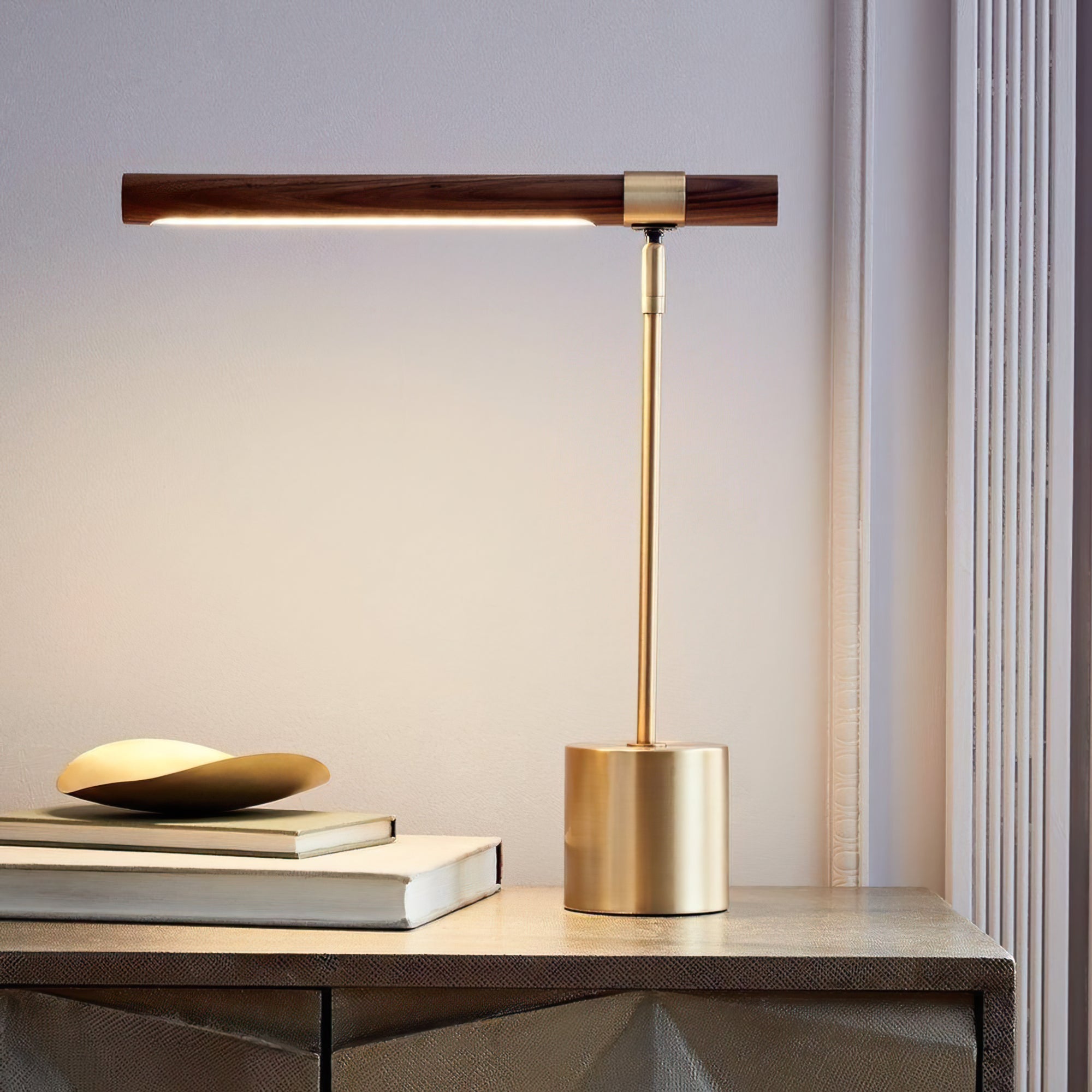 Axis Linear Wood & Brass Table Lamp