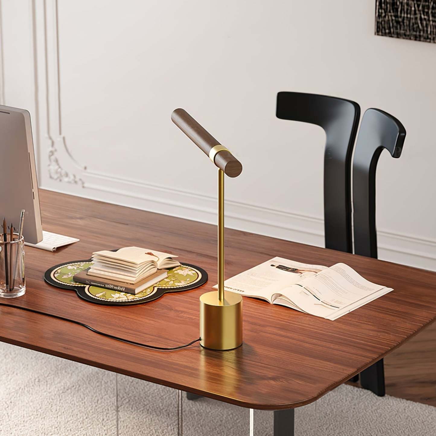 Axis Linear Wood & Brass Table Lamp
