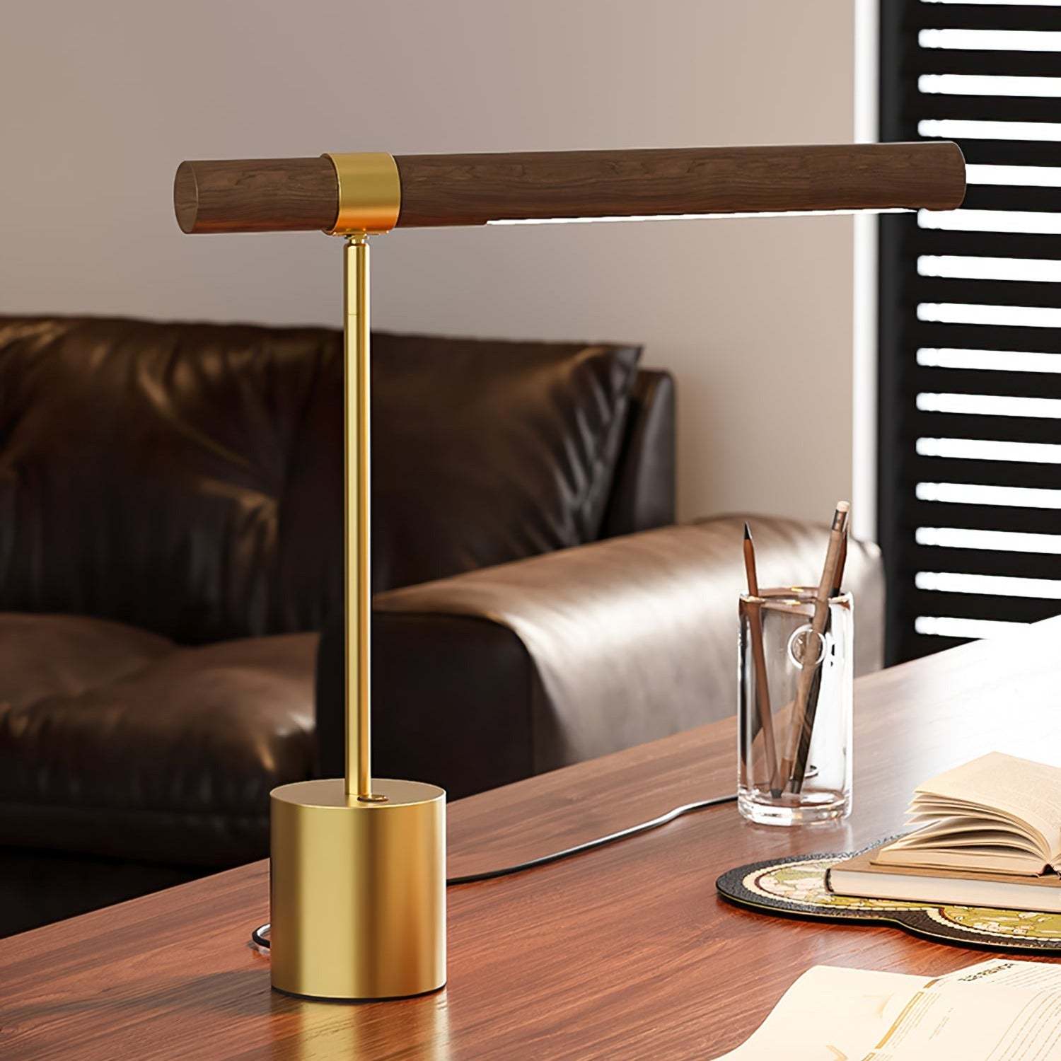 Axis Linear Wood & Brass Table Lamp