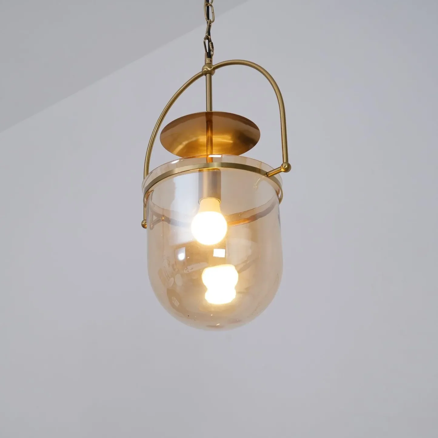 Alessio Unusual Glass Amber Clear Metal Pendant Light Bedroom Living Room