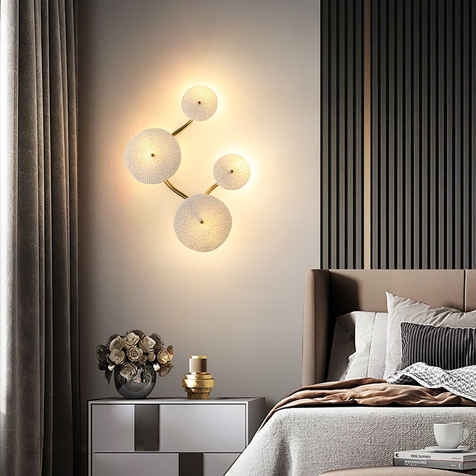 Hakka Contemporary Ceramic Brass Lotus Petal Wall Light