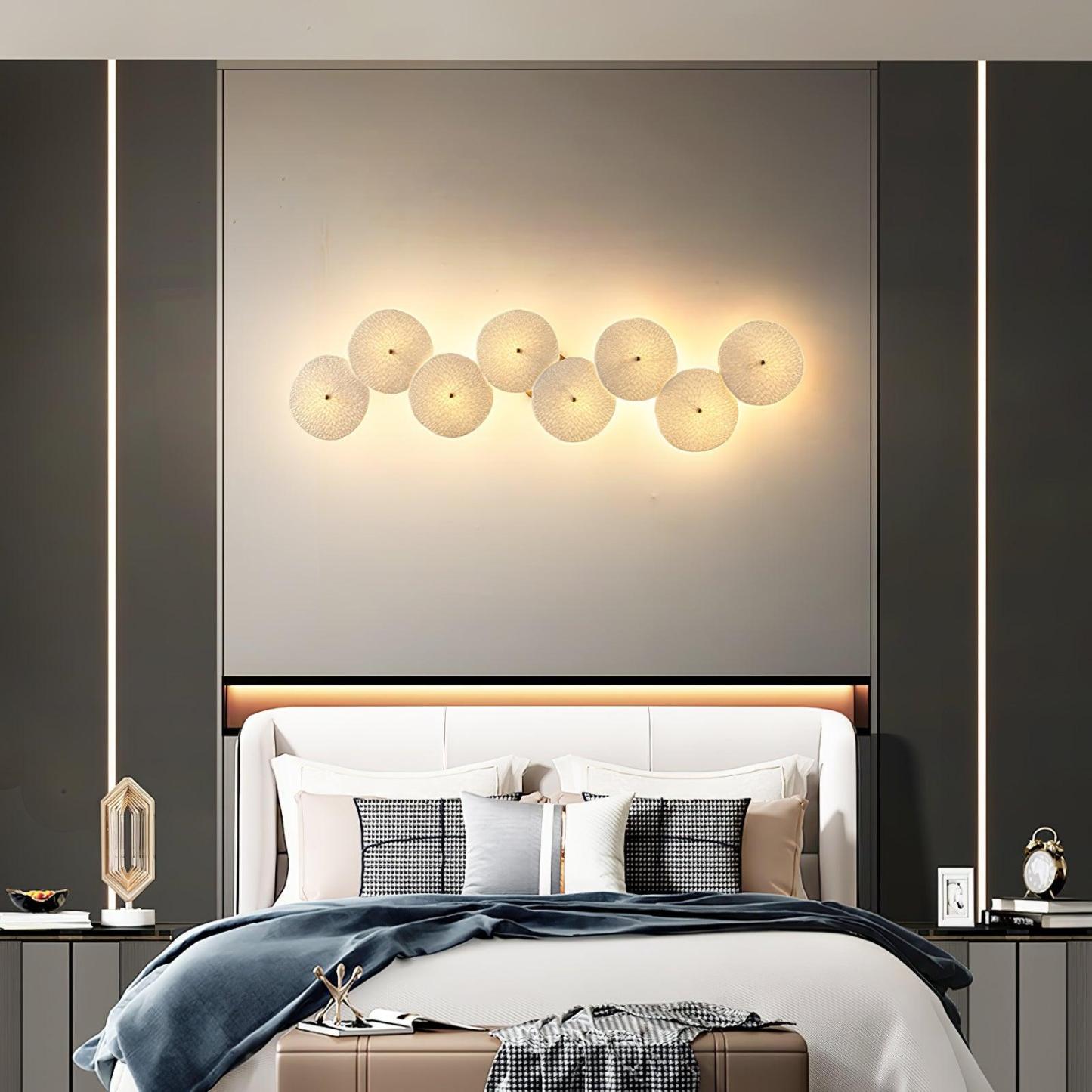 Hakka Contemporary Ceramic Brass Lotus Petal Wall Light