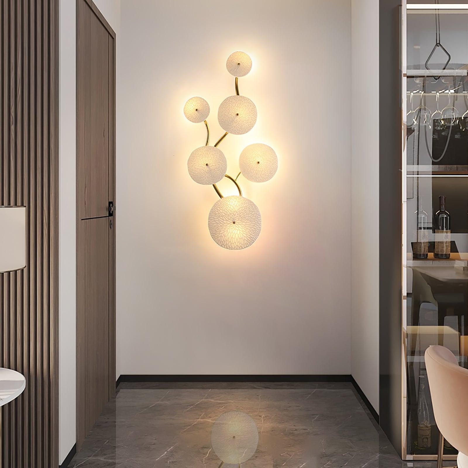 Hakka Contemporary Ceramic Brass Lotus Petal Wall Light