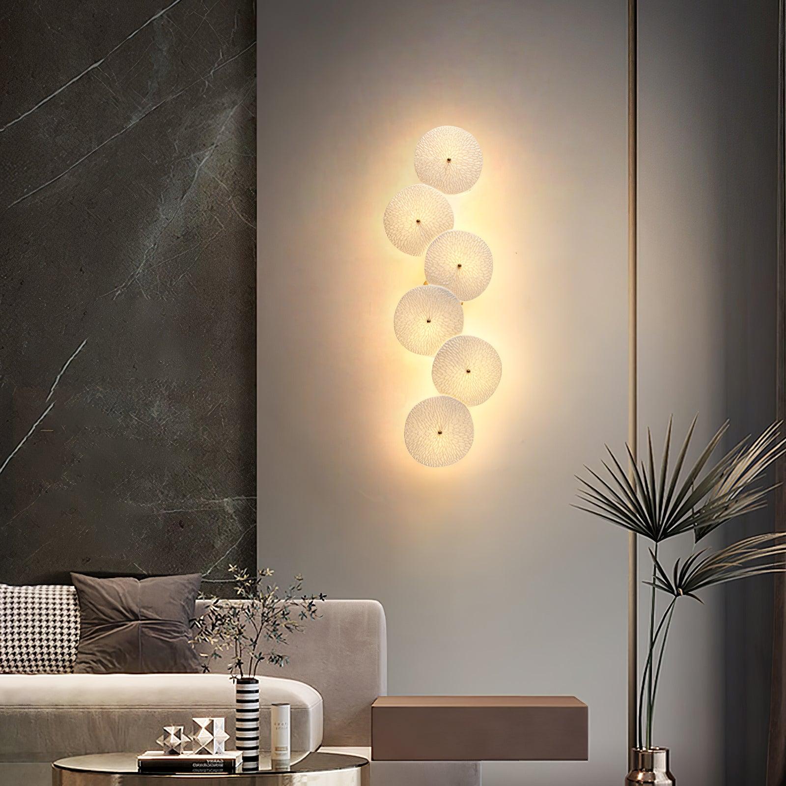 Hakka Contemporary Ceramic Brass Lotus Petal Wall Light