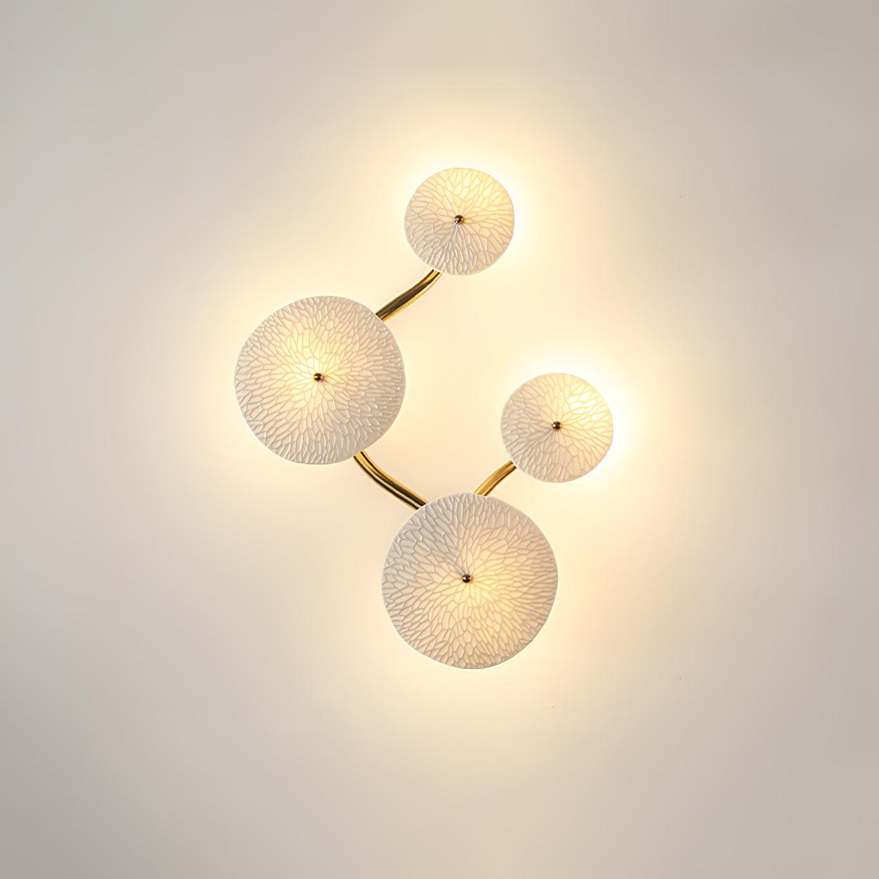 Hakka Contemporary Ceramic Brass Lotus Petal Wall Light