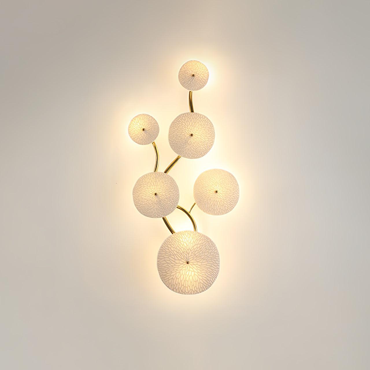 Hakka Contemporary Ceramic Brass Lotus Petal Wall Light