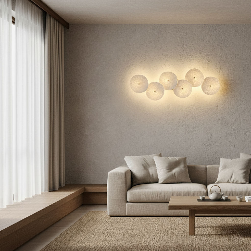 Hakka Contemporary Ceramic Brass Lotus Petal Wall Light