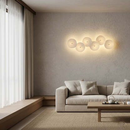 Hakka Contemporary Ceramic Brass Lotus Petal Wall Light