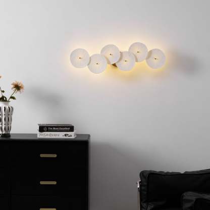 Hakka Contemporary Ceramic Brass Lotus Petal Wall Light