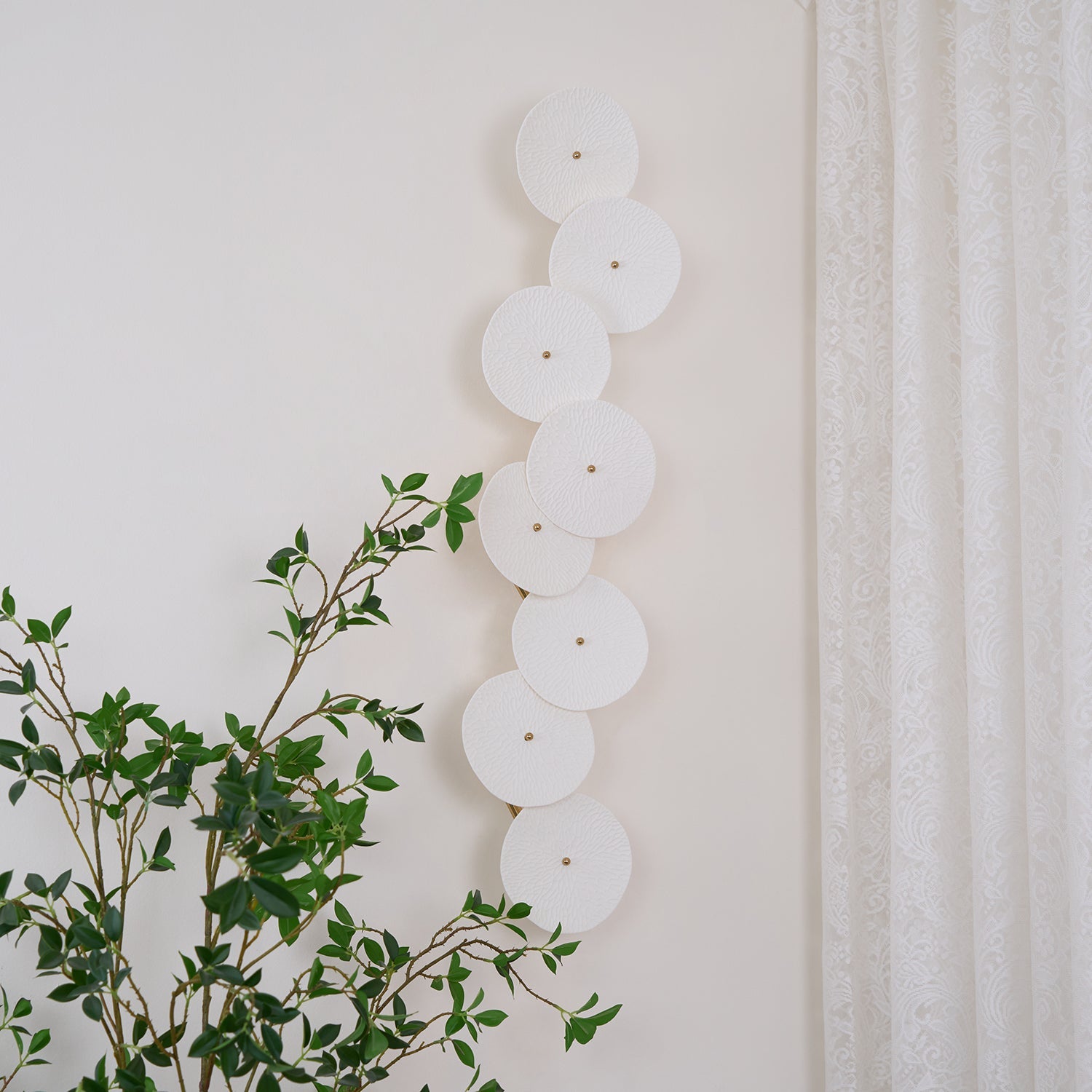 Hakka Contemporary Ceramic Brass Lotus Petal Wall Light