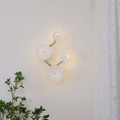 Hakka Contemporary Ceramic Brass Lotus Petal Wall Light