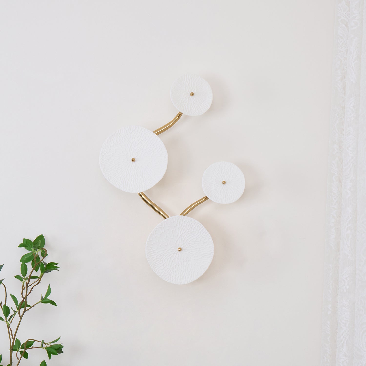 Hakka Contemporary Ceramic Brass Lotus Petal Wall Light