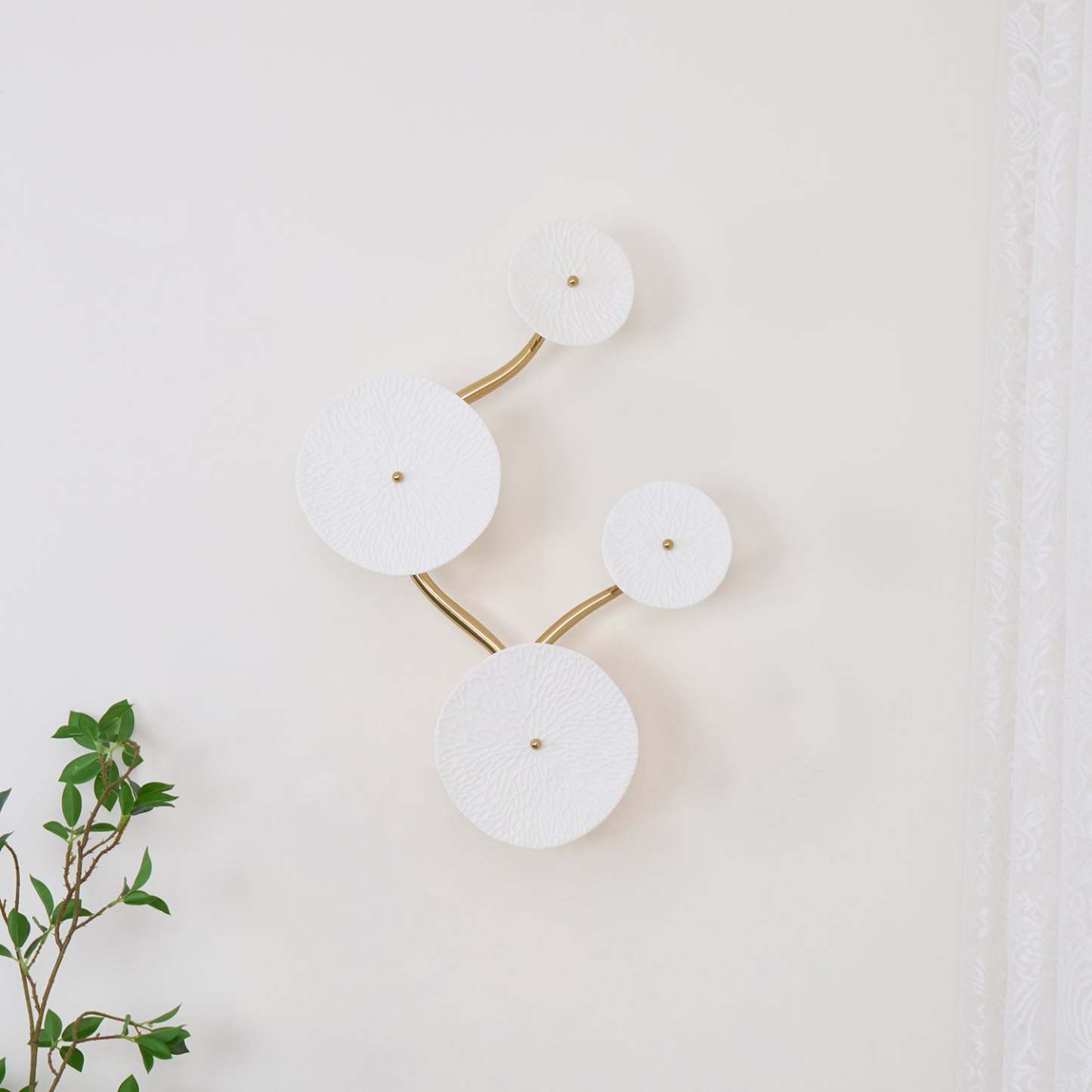 Hakka Contemporary Ceramic Brass Lotus Petal Wall Light
