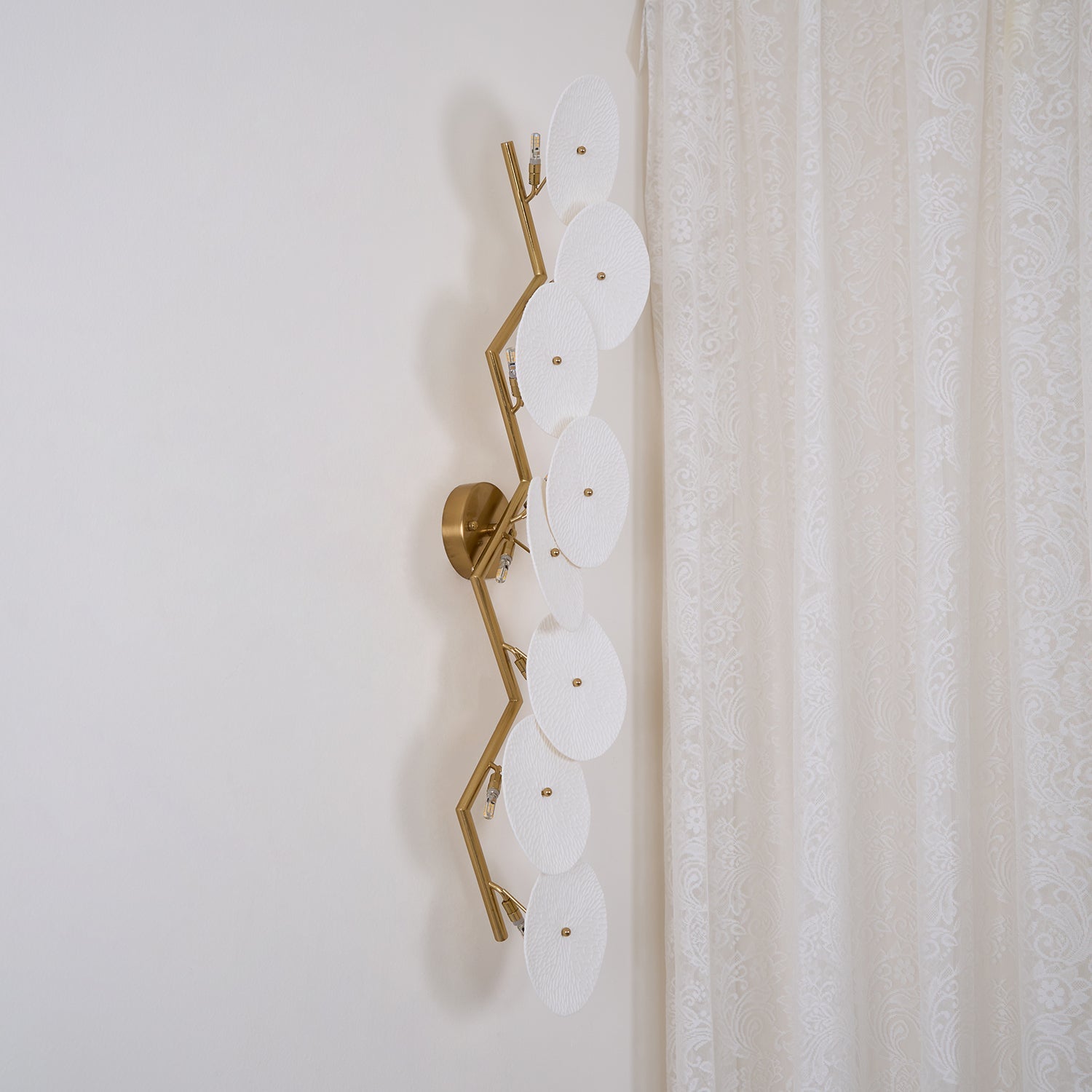 Hakka Contemporary Ceramic Brass Lotus Petal Wall Light