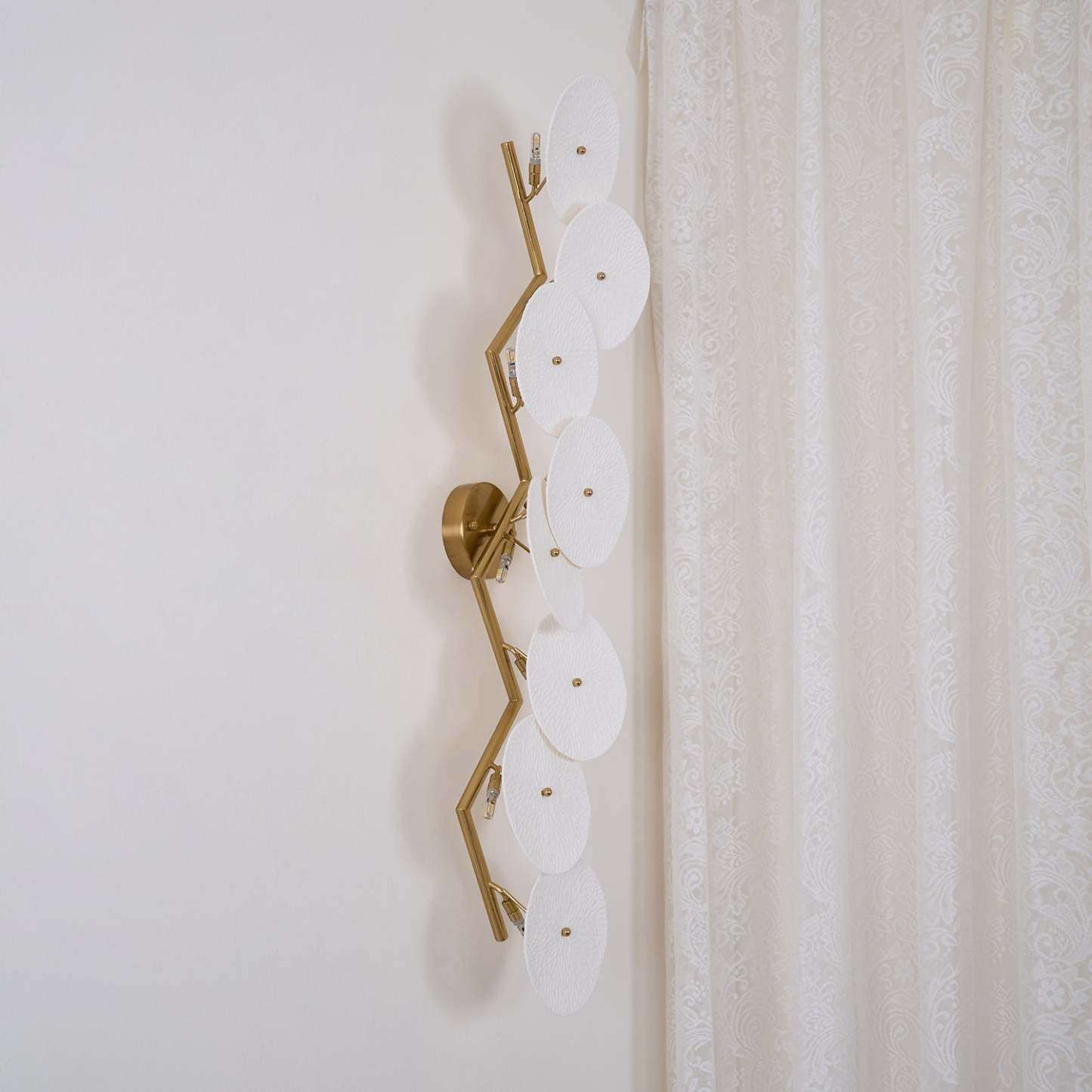 Hakka Contemporary Ceramic Brass Lotus Petal Wall Light
