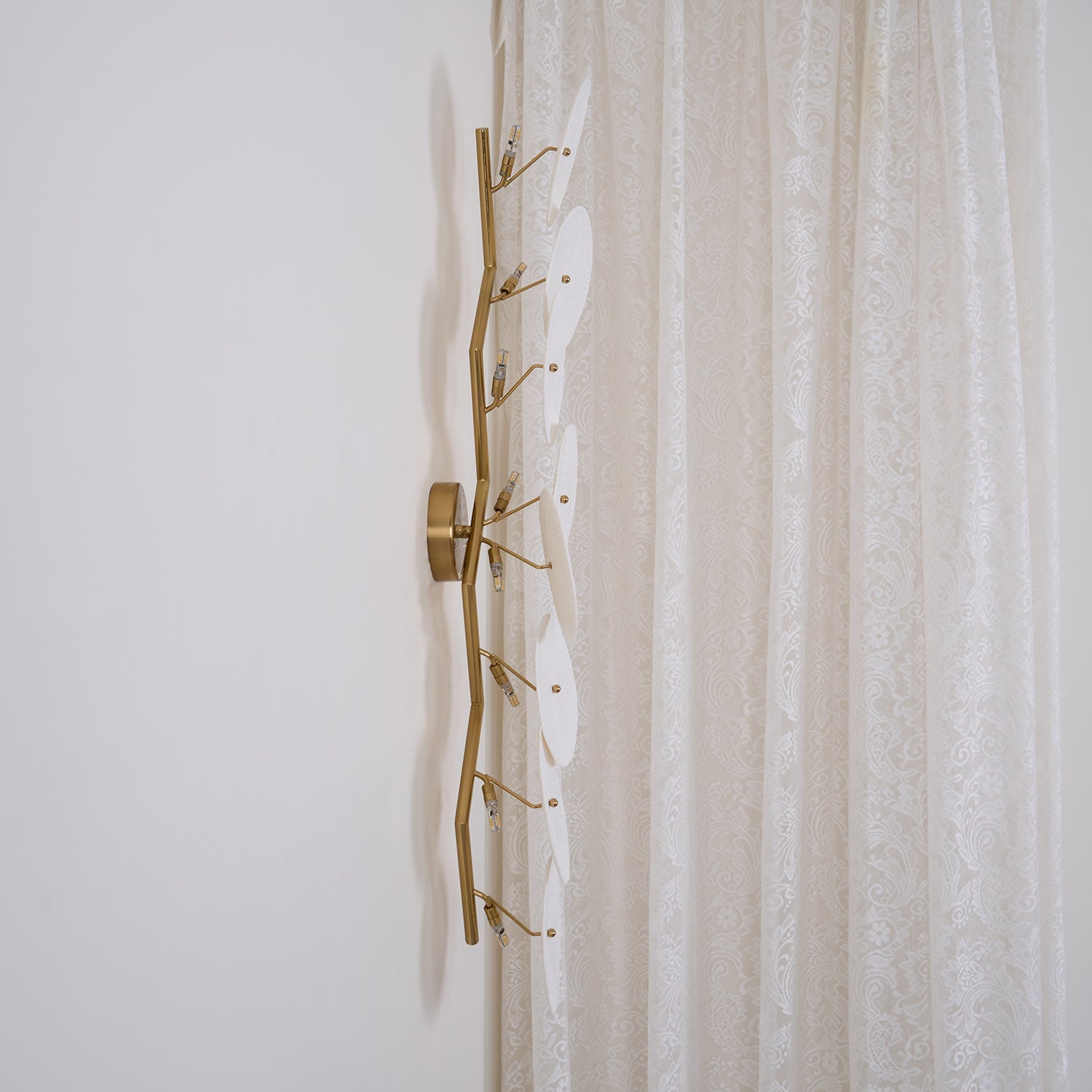 Hakka Contemporary Ceramic Brass Lotus Petal Wall Light