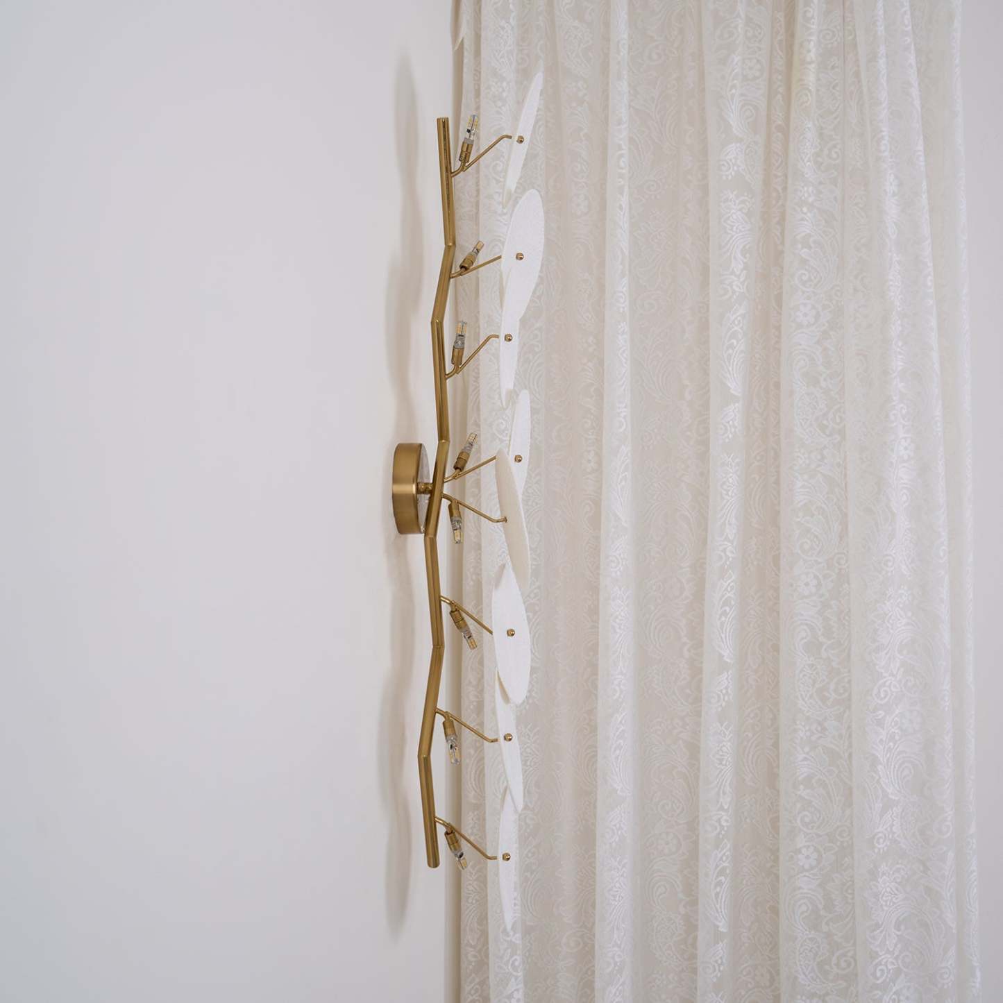 Hakka Contemporary Ceramic Brass Lotus Petal Wall Light