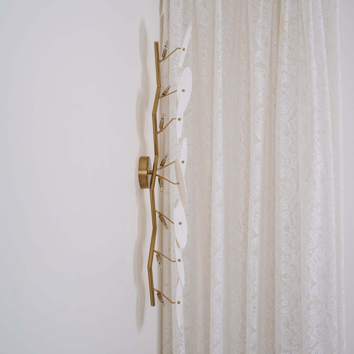 Hakka Contemporary Ceramic Brass Lotus Petal Wall Light