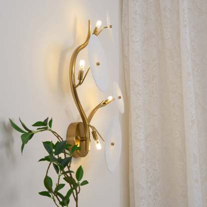 Hakka Contemporary Ceramic Brass Lotus Petal Wall Light