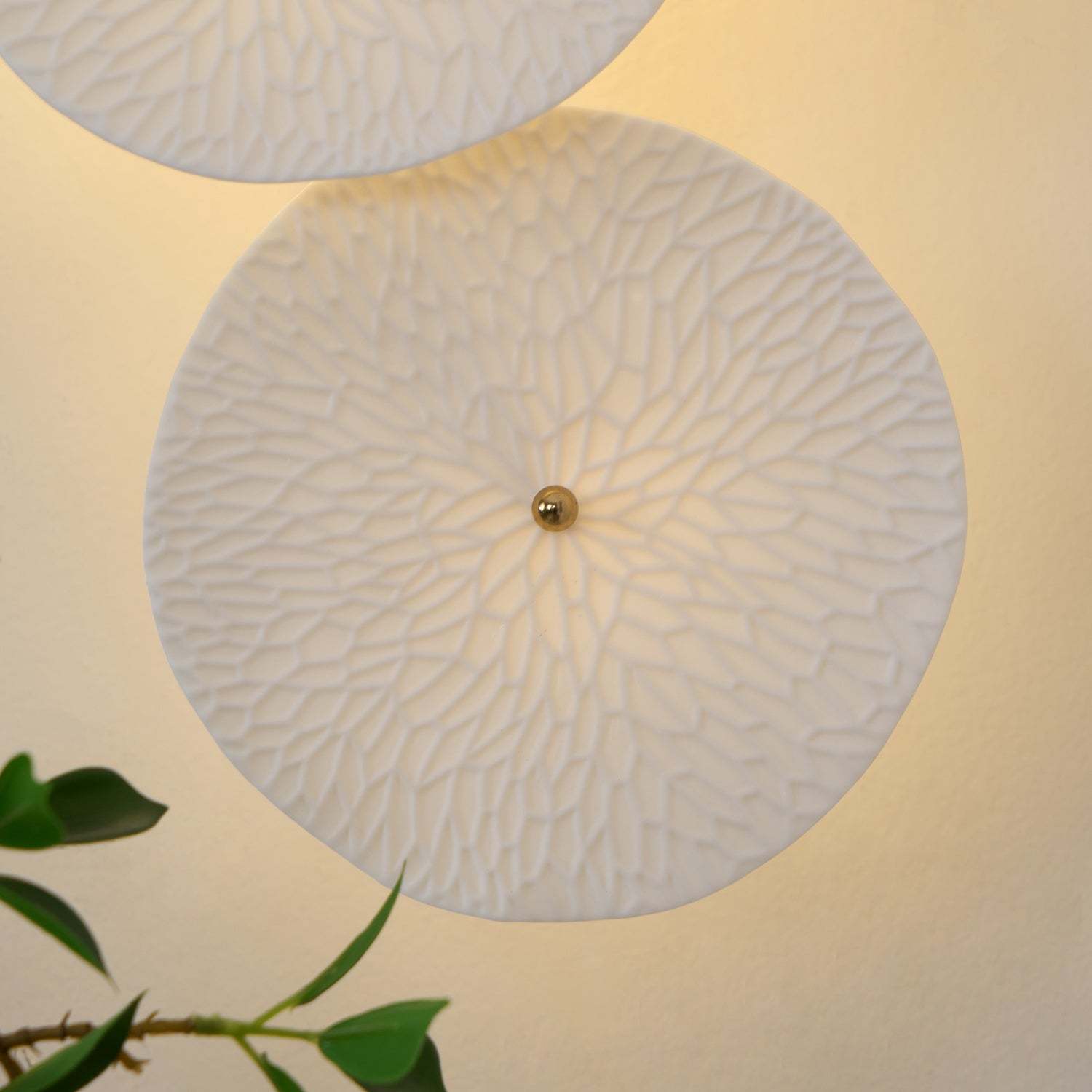 Hakka Contemporary Ceramic Brass Lotus Petal Wall Light
