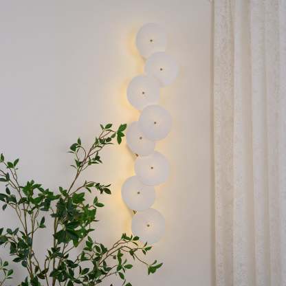 Hakka Contemporary Ceramic Brass Lotus Petal Wall Light
