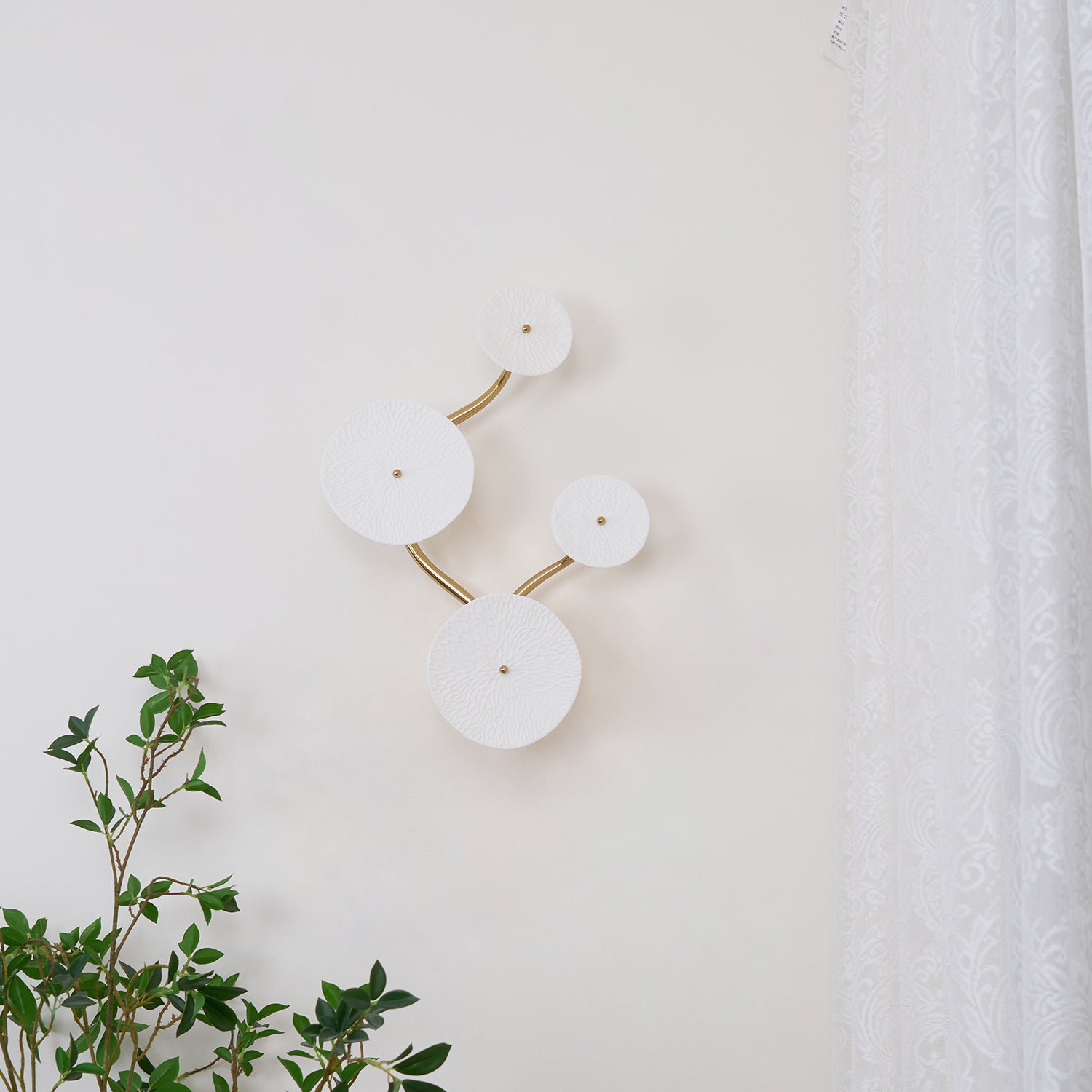 Hakka Contemporary Ceramic Brass Lotus Petal Wall Light