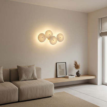 Hakka Contemporary Ceramic Brass Lotus Petal Wall Light