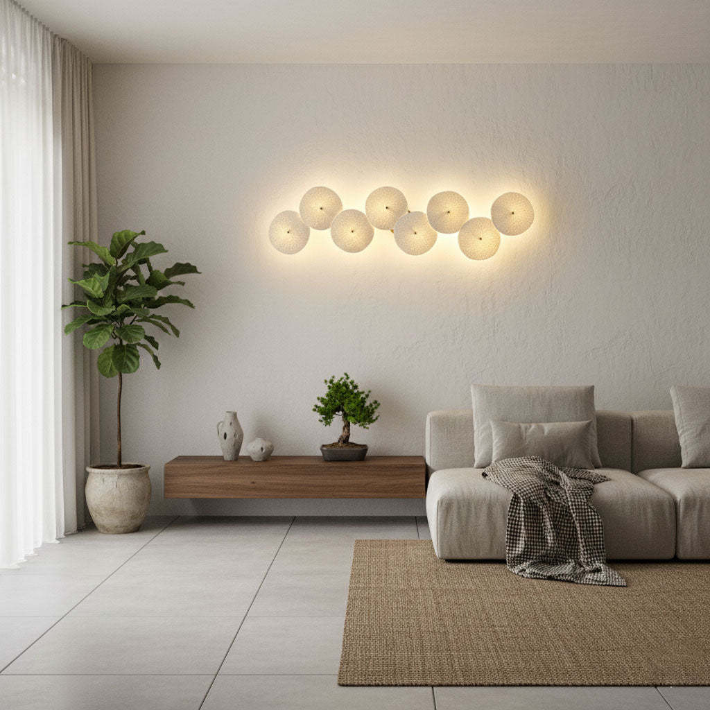 Hakka Contemporary Ceramic Brass Lotus Petal Wall Light