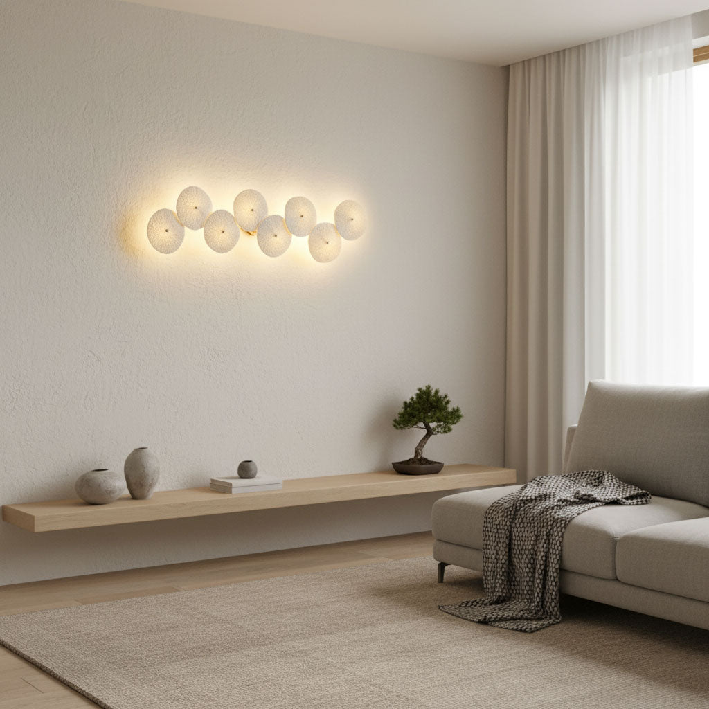 Hakka Contemporary Ceramic Brass Lotus Petal Wall Light