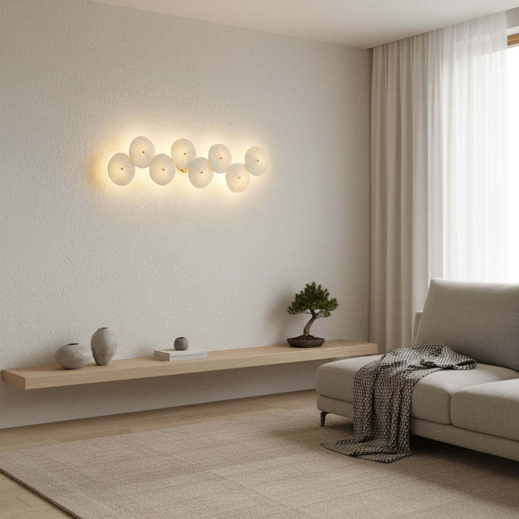 Hakka Contemporary Ceramic Brass Lotus Petal Wall Light