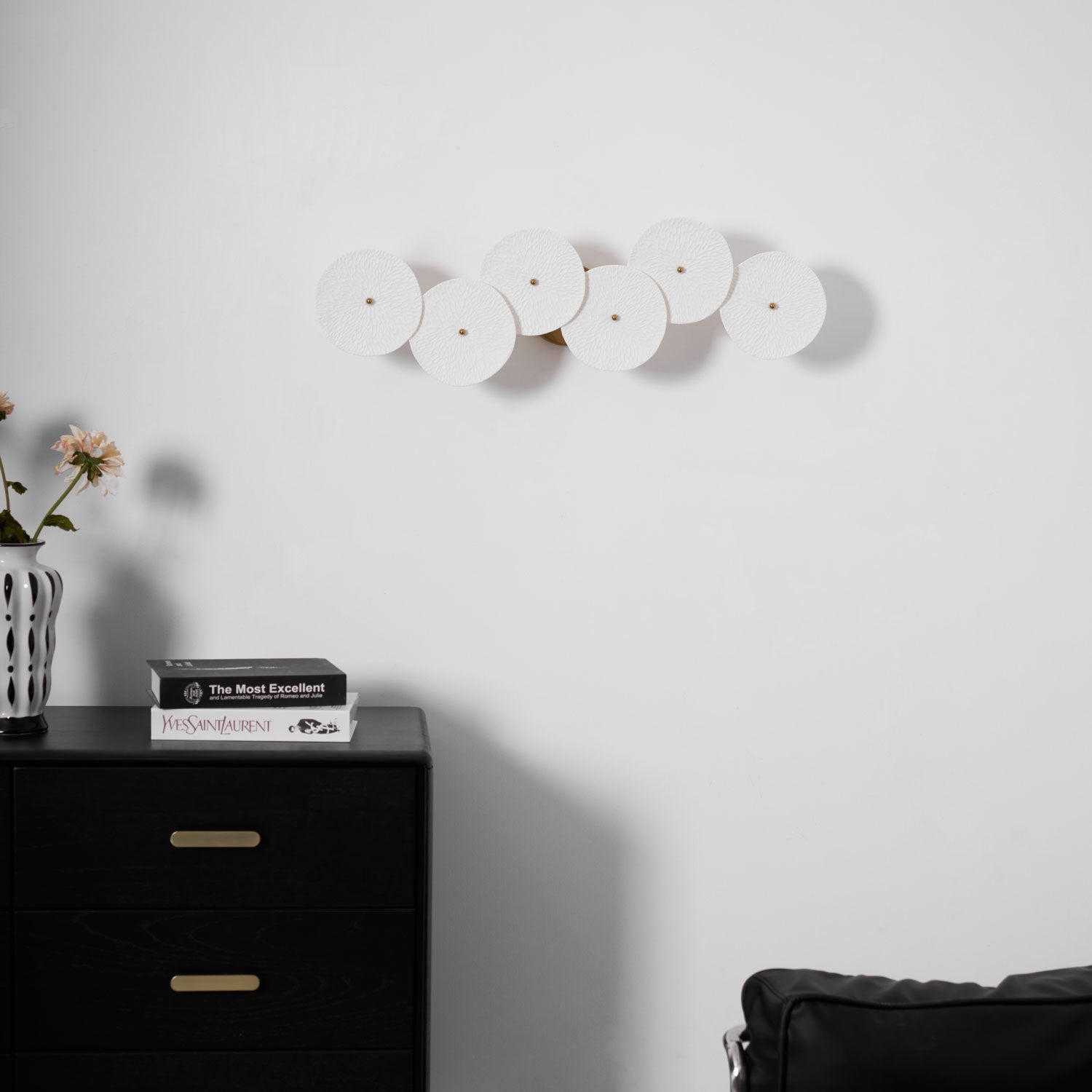Hakka Contemporary Ceramic Brass Lotus Petal Wall Light