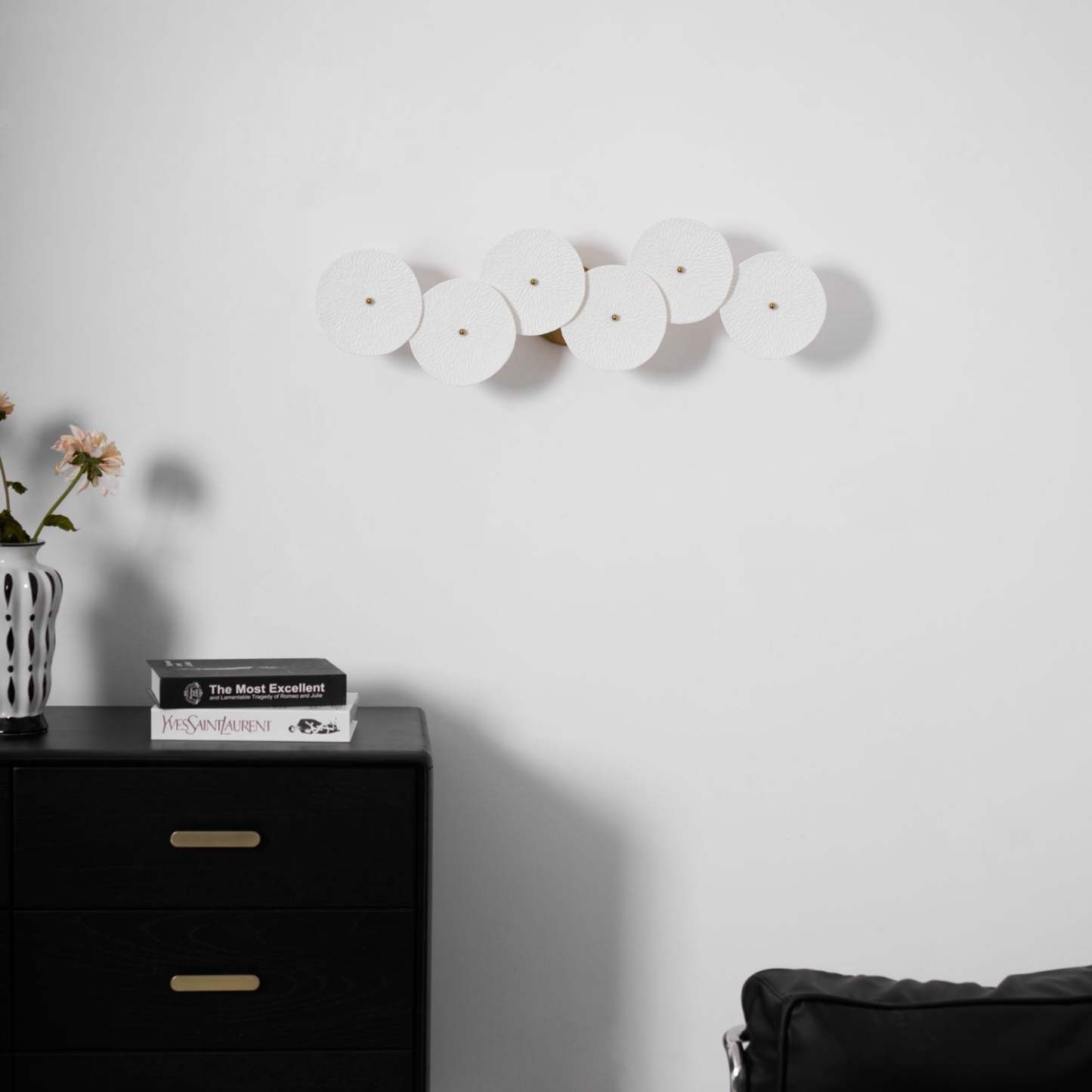 Hakka Contemporary Ceramic Brass Lotus Petal Wall Light