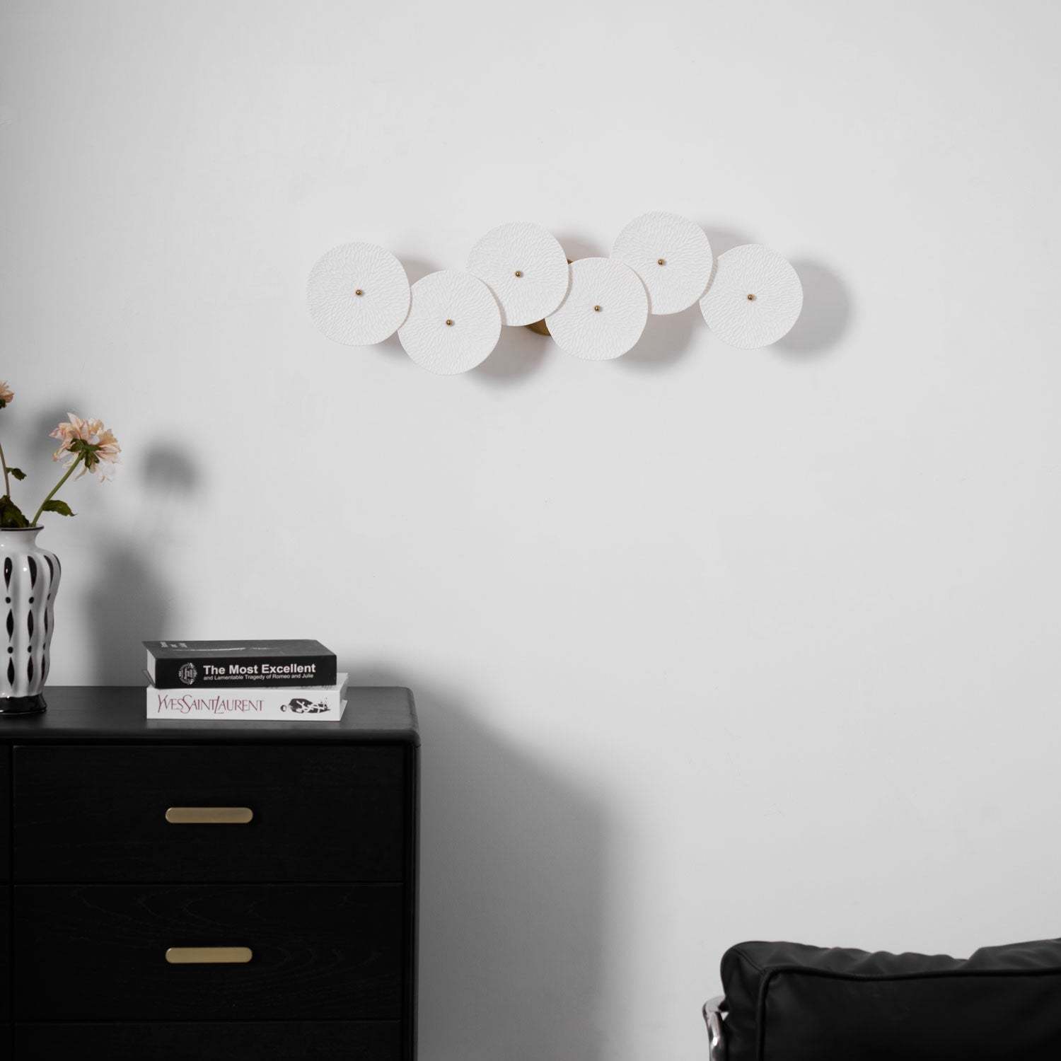 Hakka Contemporary Ceramic Brass Lotus Petal Wall Light