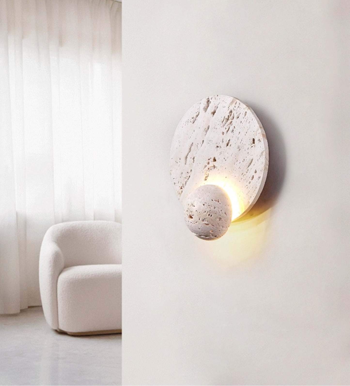 Luna Travertine Sconce Aplique