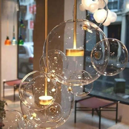 Hailie Moderne Boble Metal Pendellampe, Guld