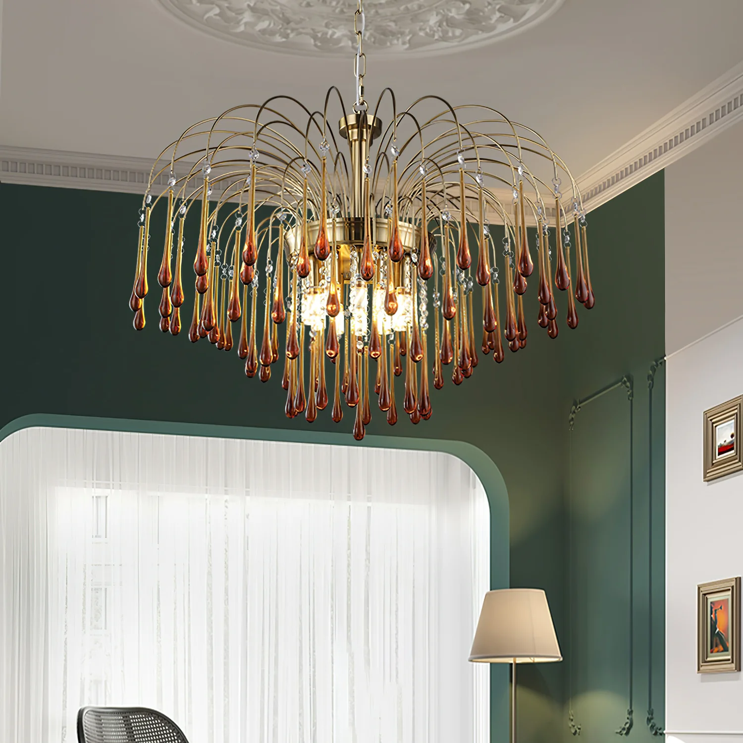 Marilyn Vintage Metal Crystal Glass Pendant Light Bedroom Living Room
