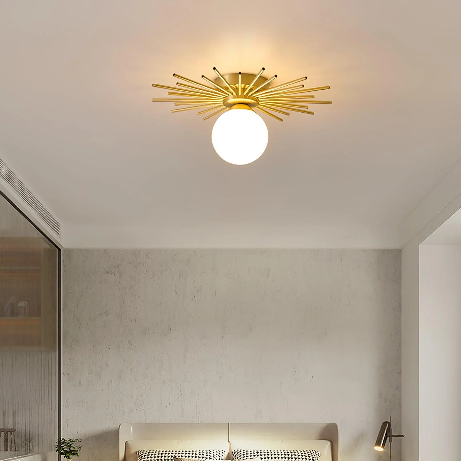 Lowry Vintage Classical Sun Brass Ceiling Light Bedroom Hallway
