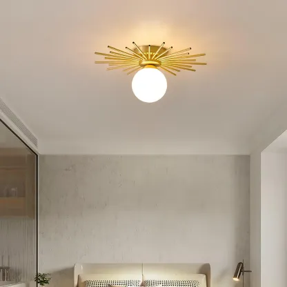 Lowry Vintage Classical Sun Brass Ceiling Light Bedroom Hallway