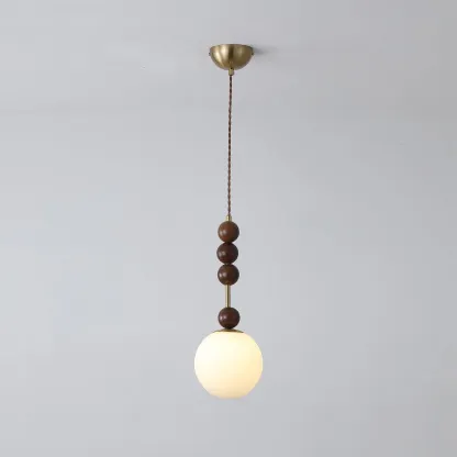 Hailie Minimalism Metal Glass Wood Pendant Light Bedroom Living Room
