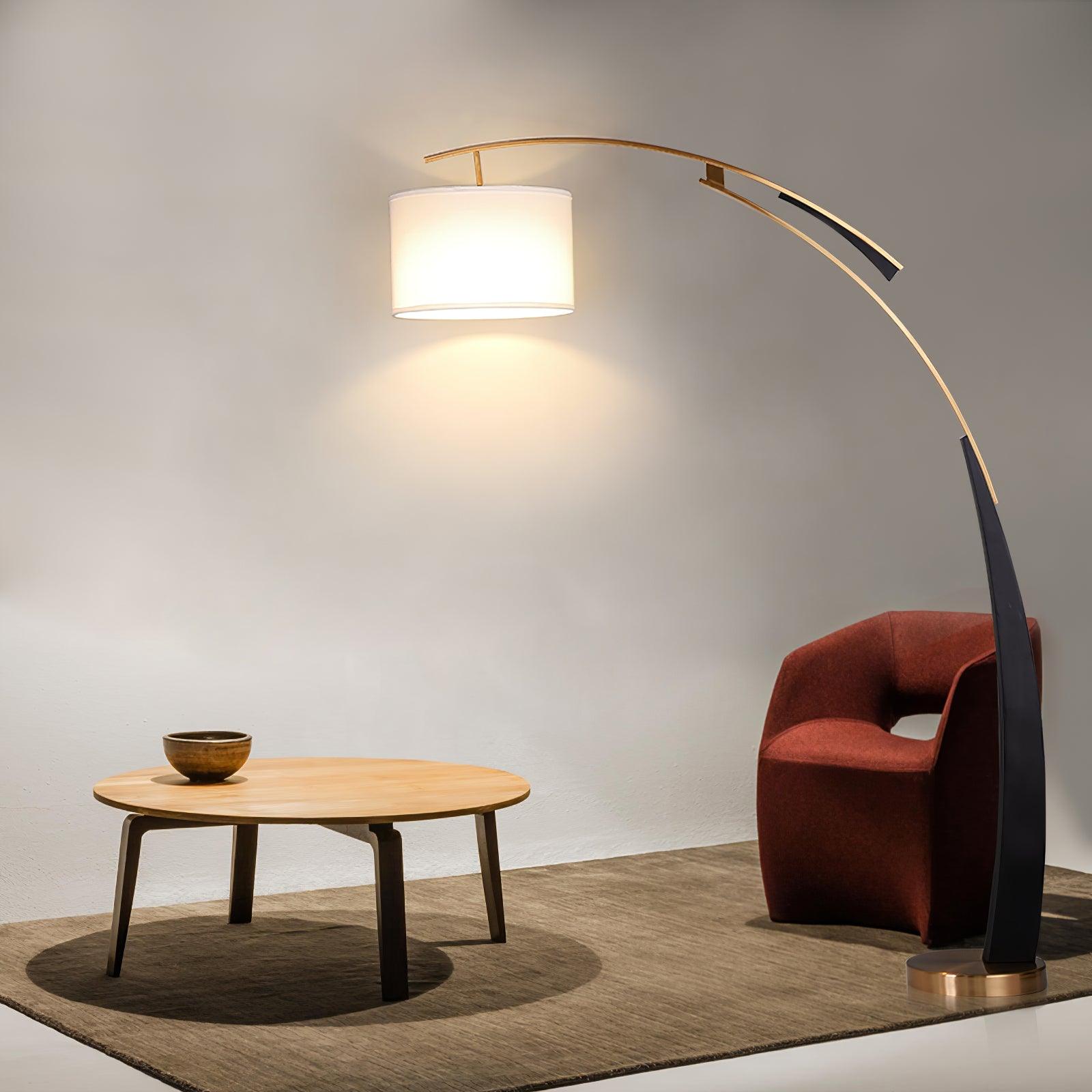 Axis Curved Iron Fabric Floor Lamp