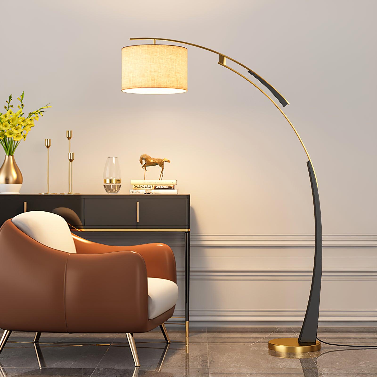 Axis Curved Iron Fabric Floor Lamp