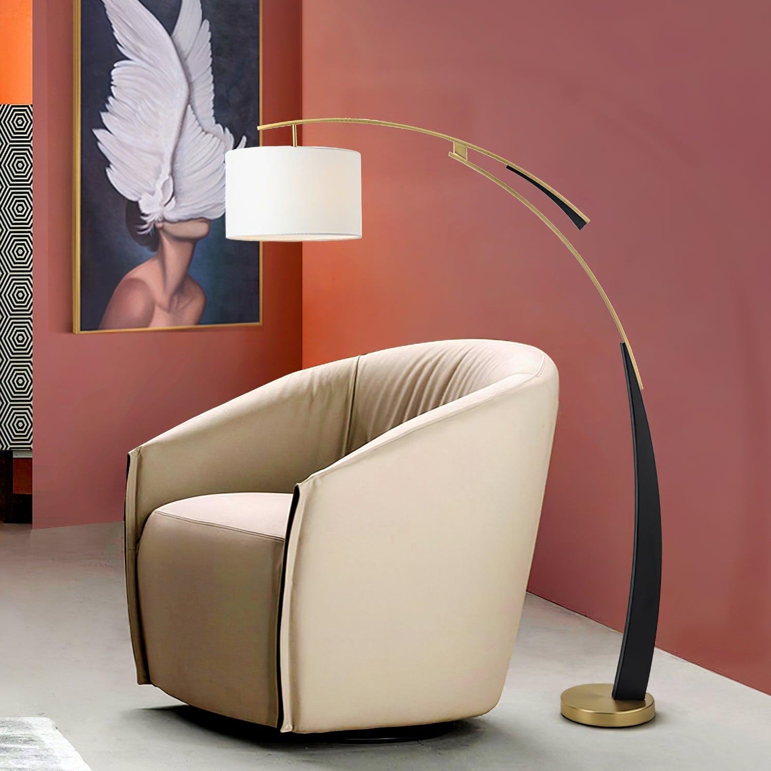 Axis Curved Iron Fabric Floor Lamp
