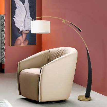 Axis Curved Iron Fabric Floor Lamp