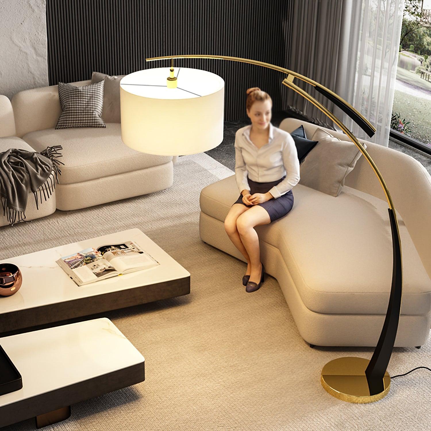 Axis Curved Iron Fabric Floor Lamp