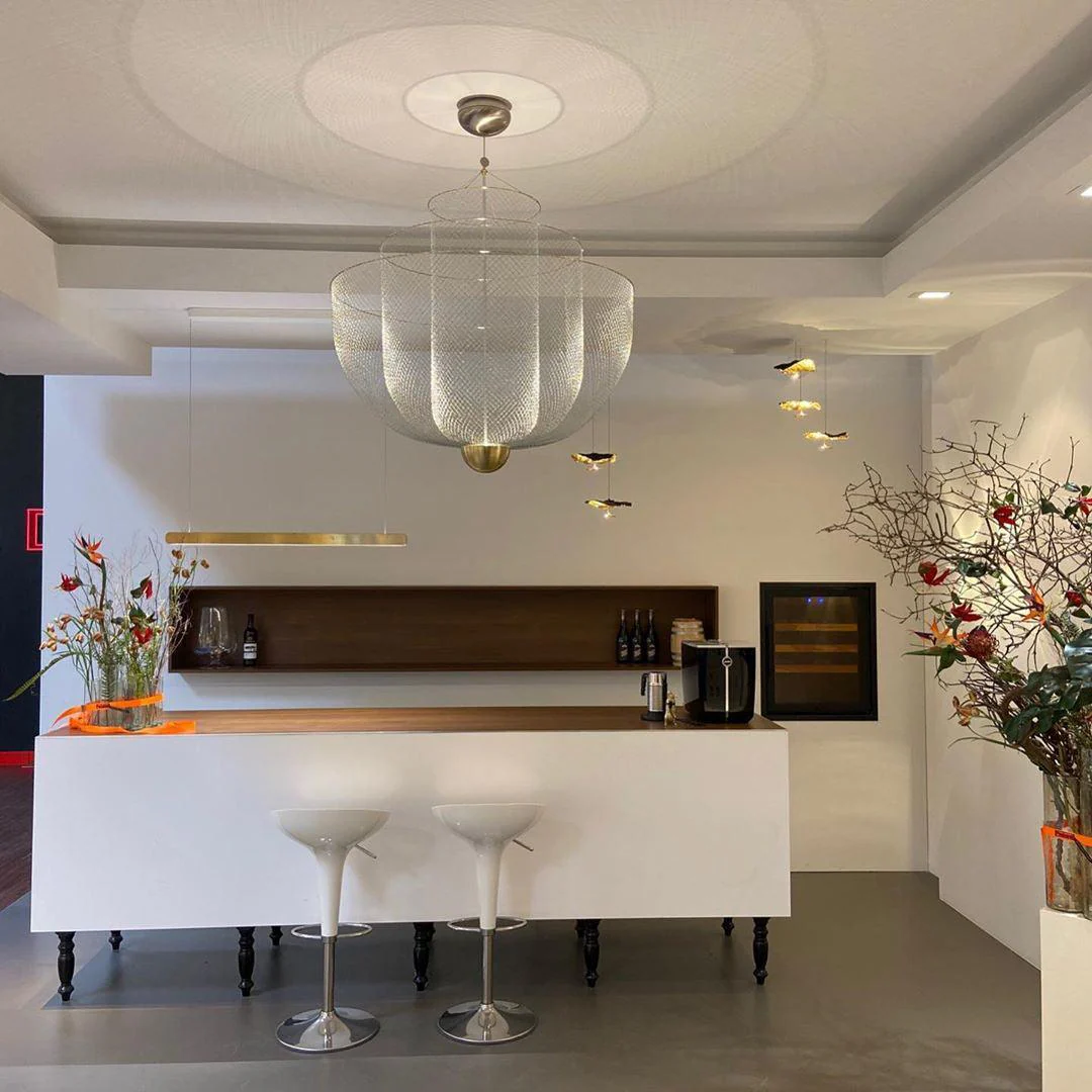 Alessio Inusual Metal Cromo Oro Lámpara Colgante Dormitorio Salón