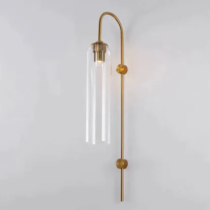 Hailie Minimalism Metal Gold Black Glass Wall Lamp Bedroom Living Room