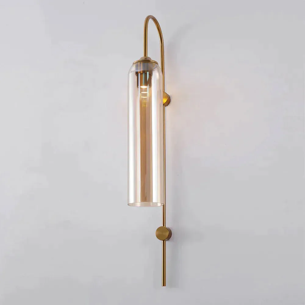 Hailie Minimalism Metal Gold Black Glass Wall Lamp Bedroom Living Room