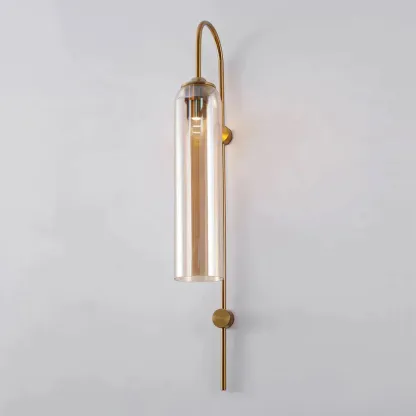 Hailie Minimalism Metal Gold Black Glass Wall Lamp Bedroom Living Room